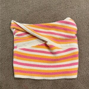 American Eagle Striped Pink White and Yellow Knit Tube Top